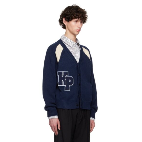Kenzo Paris Logo Patch wool varsity Cardigan sz L color blue NWT mspr $595 - Picture 1 of 10